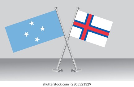 Crossed flags of Micronesia and Faroe Islands. Official colors. Correct proportion. Banner design