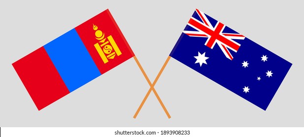 Crossed flags of Mongolia and Australia