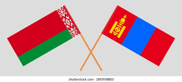 Crossed flags of Mongolia and Belarus