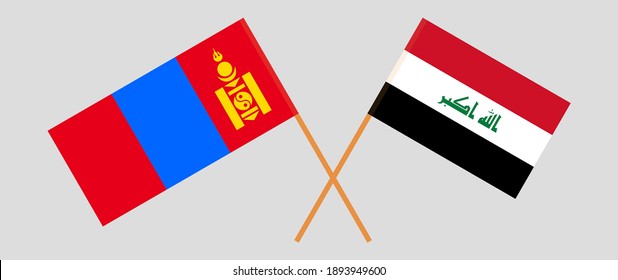 Crossed flags of Mongolia and Iraq