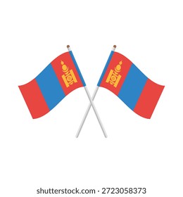 Gekreuzte Fahnen der Mongolei, Sojaboom-Symbolfarben, Nationalstolz-Banner, patriotische Feier, Kulturreise-Konzept, Vektorgrafik-Hintergrund