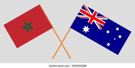 Crossed flags of Morocco and Australia