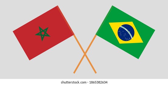 Gekreuzte Flaggen Marokkos und Brasiliens