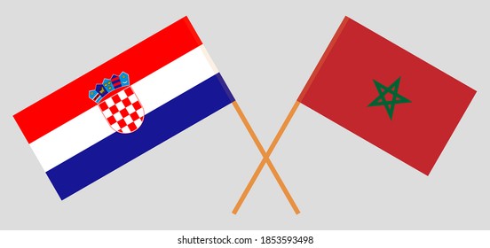 Gekreuzte Flaggen Marokkos und Kroatiens
