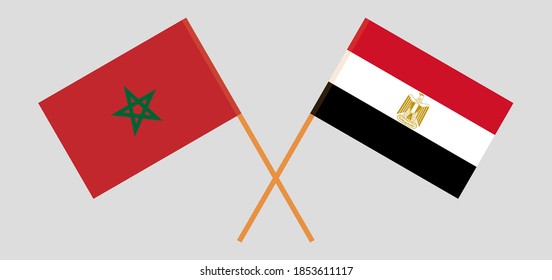 Crossed flags of Morocco and Egypt