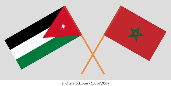 Crossed flags of Morocco and Jordan