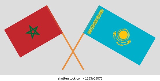 Banderas cruzadas de Marruecos y Kazajistán