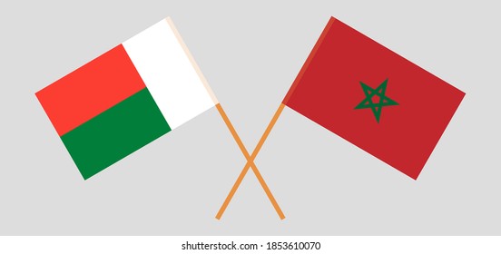 Crossed flags of Morocco and Madagascar