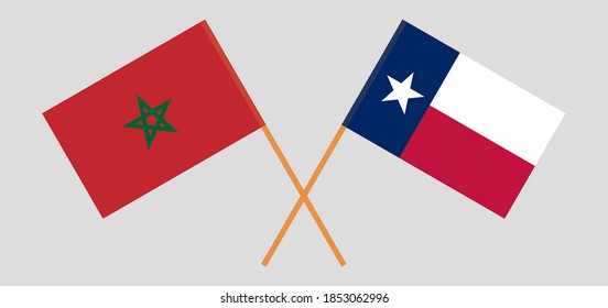 Crossed flags of Morocco and the State of Texas