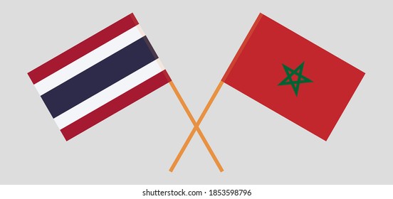 Crossed flags of Morocco and Thailand