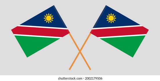 Crossed flags of Namibia. Official colors. Correct proportio