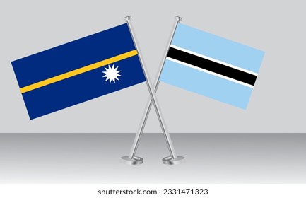 Banderas cruzadas de Nauru y Botswana. Colores oficiales. Proporción correcta. Diseño de pancartas
