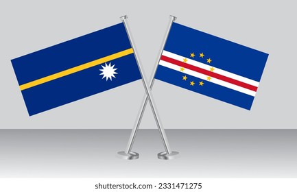 Crossed flags of Nauru and CAPE VERDE. Official colors. Correct proportion. Banner design
