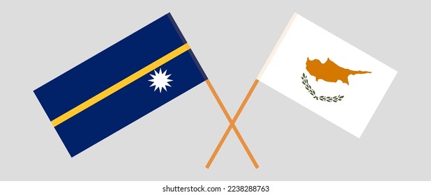 Crossed flags of Nauru and Cyprus. Official colors. Correct proportion. Vector illustration
