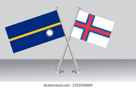 Crossed flags of Nauru and Faroe Islands. Official colors. Correct proportion. Banner design