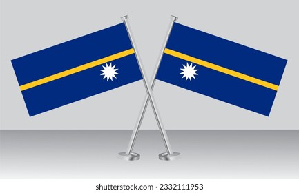 Crossed flags of Nauru and Nauru. Official colors. Correct proportion. Banner design
