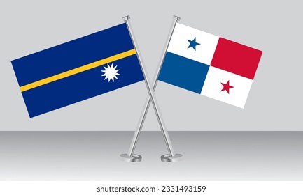 Crossed flags of Nauru and Panama. Official colors. Correct proportion. Banner design
