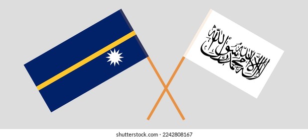 Banderas cruzadas de Nauru y Talibán. Colores oficiales. Proporción correcta. Ilustración del vector
