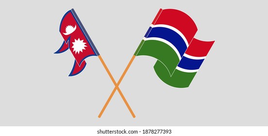 Crossed flags of Nepal and the Gambia