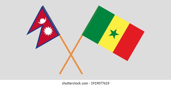 Crossed flags of Nepal and Senegal