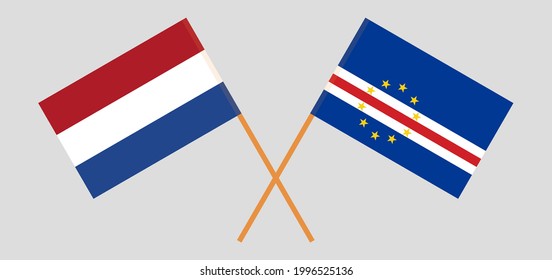 Crossed flags of the Netherlands and Cape Verde. Official colors. Correct proportion