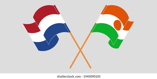 Crossed flags of the Netherlands and the Niger. Official colors. Correct proportion