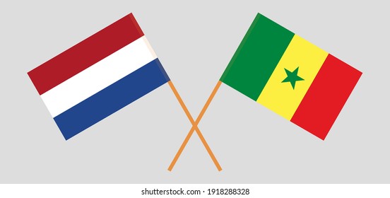 Banderas cruzadas de los Países Bajos y el Senegal