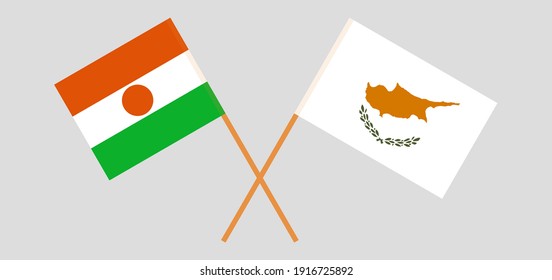Crossed flags of the Niger and Cyprus