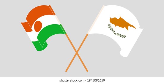 Crossed flags of the Niger and Cyprus. Official colors. Correct proportion