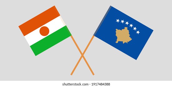 Crossed flags of Niger and Kosovo