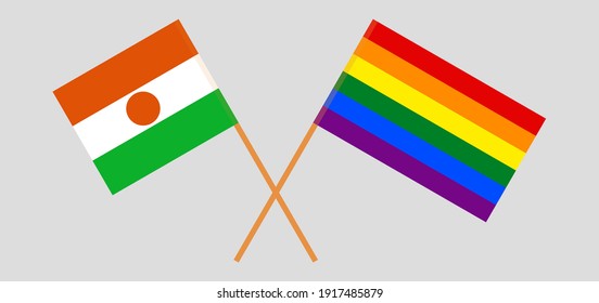 Crossed flags of Niger and LGBTQ