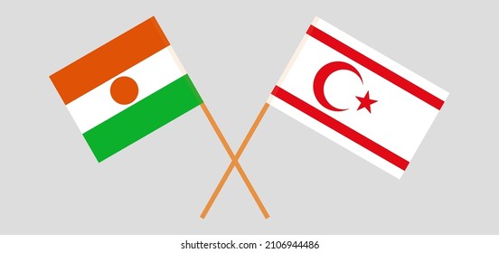 Crossed flags of Niger and Northern Cyprus. Official colors. Correct proportion