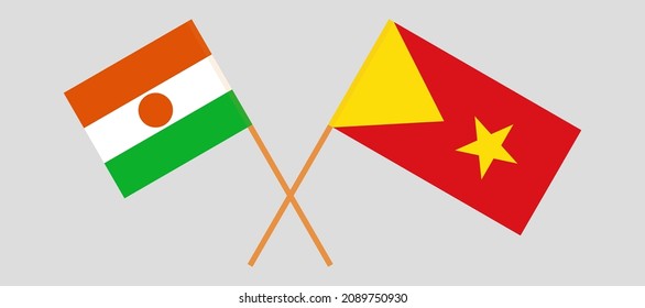 Crossed flags of Niger and Tigray. Official colors. Correct proportion