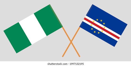 Crossed flags of Nigeria and Cape Verde. Official colors. Correct proportion