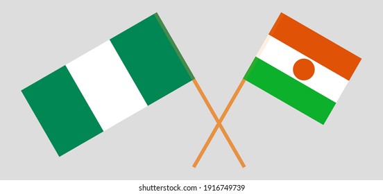 Crossed flags of Nigeria and the Niger