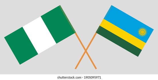 Crossed flags of Nigeria and Rwanda