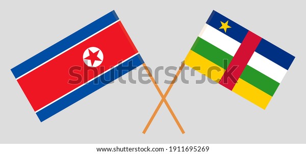 Crossed\
flags of North Korea and Central African\
Republic