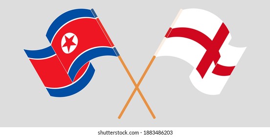 Crossed flags of North Korea and England