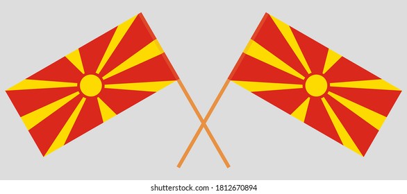 Crossed flags of North Macedonia