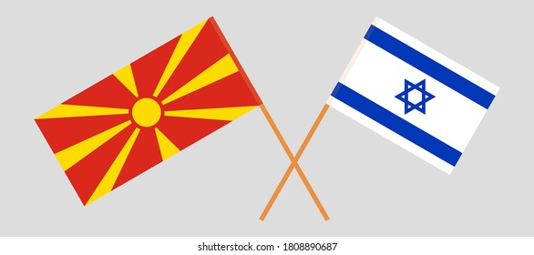 Crossed flags of North Macedonia and Israel