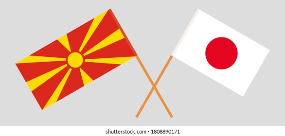 Crossed flags of North Macedonia and Japan