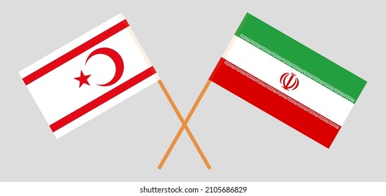 Banderas cruzadas del norte de Chipre e Irán. Colores oficiales. Proporción correcta. Ilustración del vector
