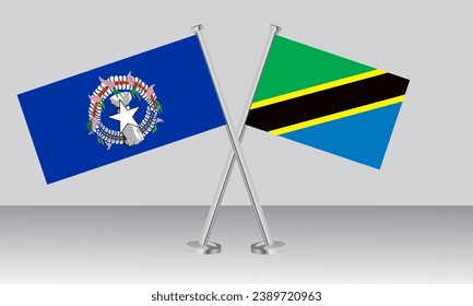 Crossed flags of Northern Mariana Islands and Tanzania. Official colors. Correct proportion. Banner design