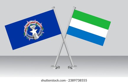 Crossed flags of Northern Mariana Islands and Sierra Leone. Official colors. Correct proportion. Banner design