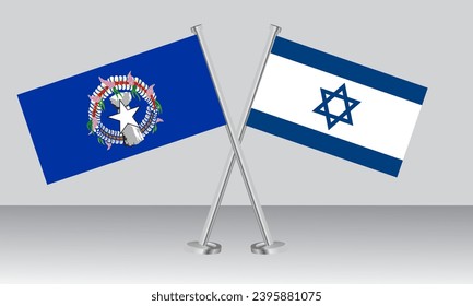 Crossed flags of Northern Mariana Islands and Israel. Official colors. Correct proportion. Banner design