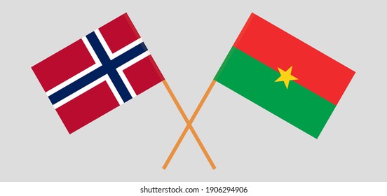 Gekreuzte Flaggen Norwegens und Burkina Fasos