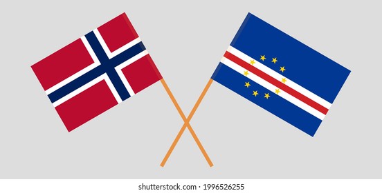 Crossed flags of Norway and Cape Verde. Official colors. Correct proportion