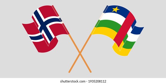 Crossed flags of Norway and Central African Republic. Official colors. Correct proportion