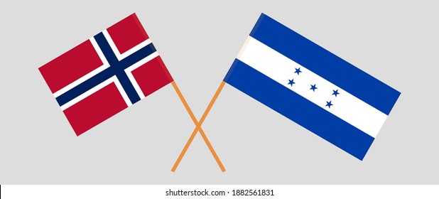 Crossed flags of Norway and Honduras