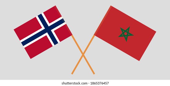 Crossed flags of Norway and Morocco